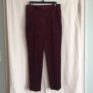 NWT ANN TAYLOR BURGUNDY VELVETEEN CROPPED PANTS